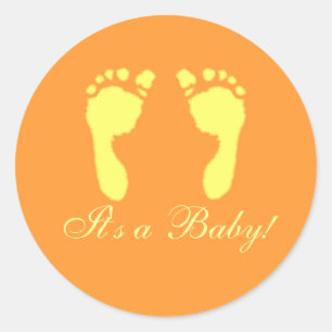 Pegatina Redonda Huellas de bebé (amarillo)