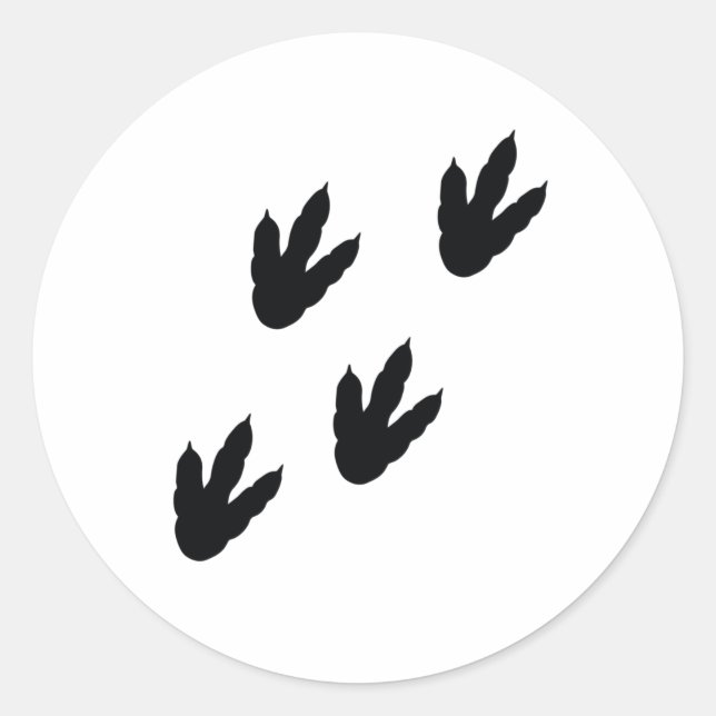 Pegatina Redonda huellas de dinosaurios (Anverso)