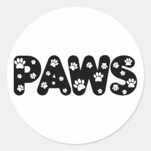 Pegatina Redonda Huellas de Perro Texto Personalizado