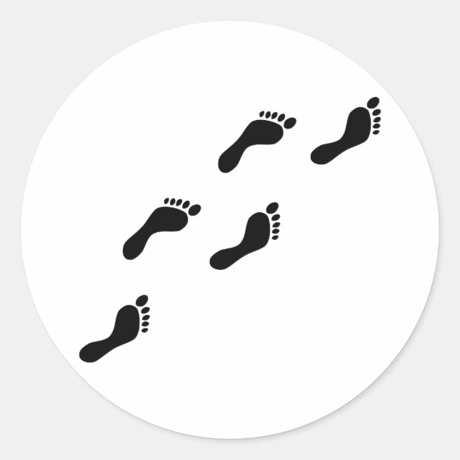 Pegatina Redonda huellas negras (Anverso)