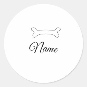 Pegatina Redonda Hueso de perro añadir nombre de perro foto persona