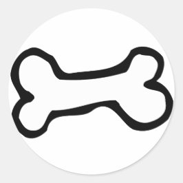 Pegatina Redonda Hueso de perro de dibujos animados