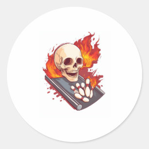 Pegatina Redonda Huesos de boliche - Funny Sports Skull