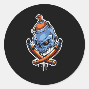 Pegatina Redonda Huesos de graffiti