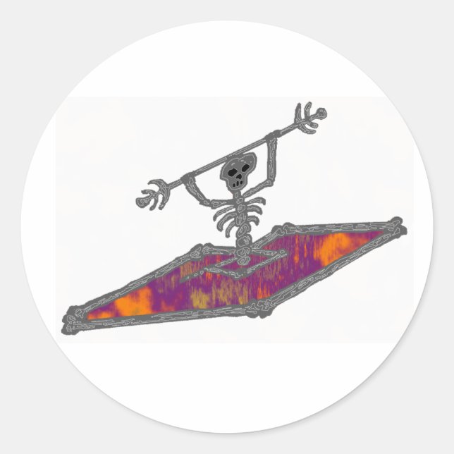 Pegatina Redonda Huesos de gravedad de Kayak (Anverso)