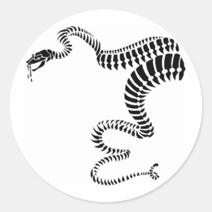 Pegatina Redonda Huesos de la serpiente de cascabel