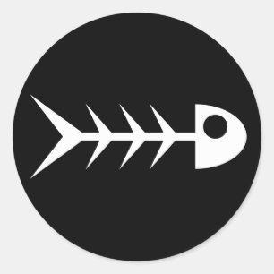 Pegatina Redonda Huesos de peces