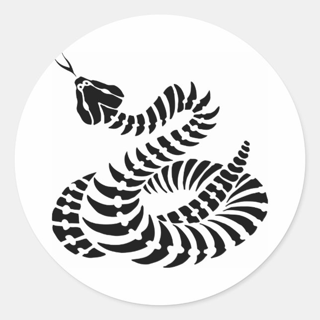 Pegatina Redonda Huesos de rattlesnake cocidos (Anverso)