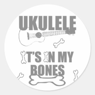 Pegatina Redonda Huesos del Ukulele