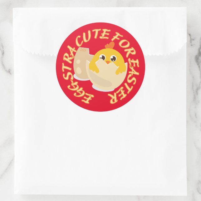 Pegatina Redonda HUEVA CUTE PARA EL regalo de chick de Pascua (Bolso)