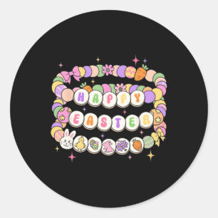 Pegatina Redonda Huevo de conejito de pascua feliz de la pulsera de