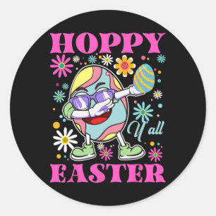 Pegatina Redonda Huevo de Guay Hoppy Easter Y’all Dabbin
