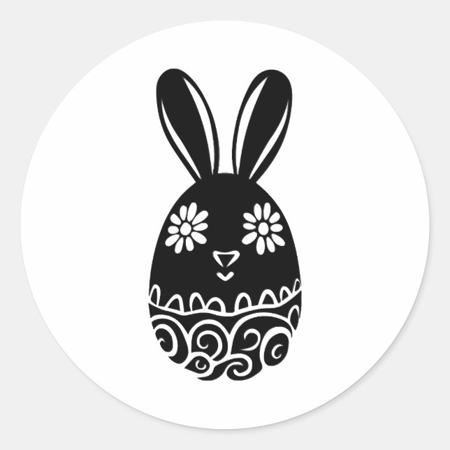 Pegatina Redonda Huevo de Pascua Bunny (Anverso)
