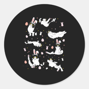Pegatina Redonda Huevo de Pascua de gato negro divertido