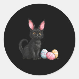 Pegatina Redonda Huevo de Pascua de Pascua Negro de Pascua de Gato 