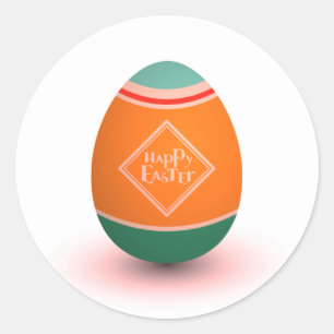 Pegatina Redonda huevo de pascua feliz