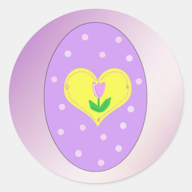 Pegatina Redonda Huevo de Pascua Morado (Anverso)
