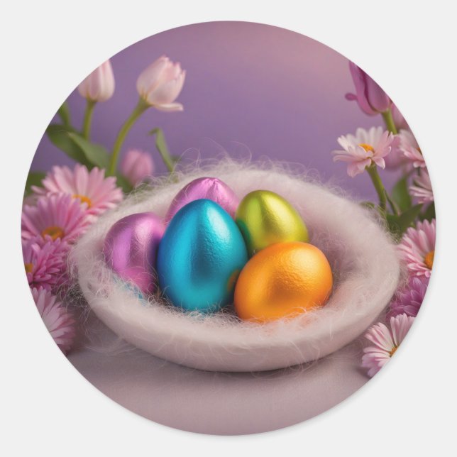 Pegatina Redonda "Huevo de Pascua" - Símbolo de renovación y alegrí (Anverso)