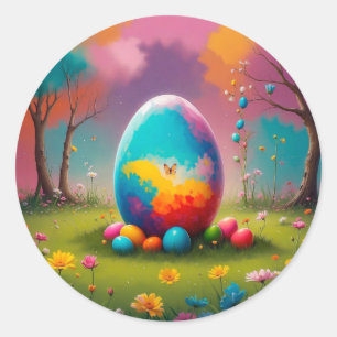 Pegatina Redonda "Huevo de Pascua" - Símbolo de renovación y alegrí