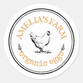 Pegatina Redonda Huevo de pollo de granja de cosecha tradicional