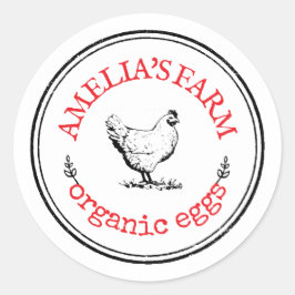 Pegatina Redonda Huevo de pollo de granja de cosecha tradicional