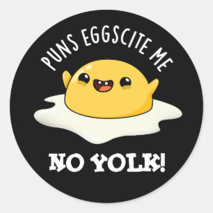 Pegatina Redonda Huevo de Puns No Yolk Funny Egg Pun Dark BG