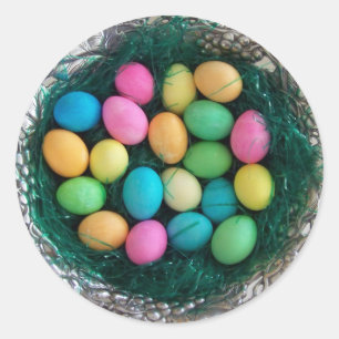 Pegatina Redonda Huevo de Semana Santa multicolor