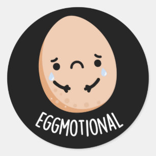 Pegatina Redonda Huevo emocional divertida emocional Pun Oscuro BG