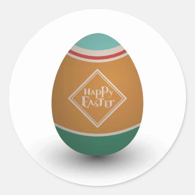 Pegatina Redonda huevo feliz de pascua (Anverso)