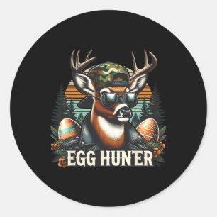 Pegatina Redonda Huevo Hunter Deer Buck Byckward Cap Deer Huning Ea