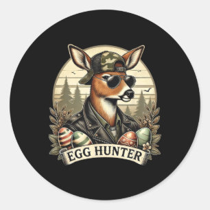 Pegatina Redonda Huevo Hunter Deer Buck Byckward Cap Deer Huning Ea