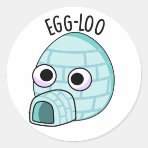 Pegatina Redonda Huevo-loo Funny Egg Pun