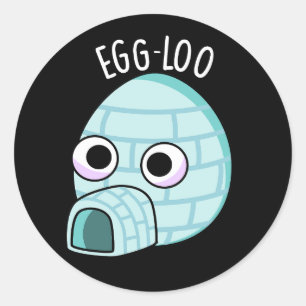 Pegatina Redonda Huevo-loo Funny Egg Pun Dark BG