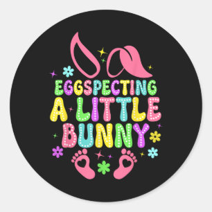 Pegatina Redonda Huevo Specting Little Bunny Easter Mom Pregancy An