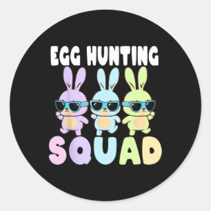 Pegatina Redonda Huevos Caza Escuadrón Funny Caza de Huevos de Pasc
