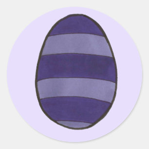Pegatina Redonda Huevos de caza de huevos de cesta de huevos morado