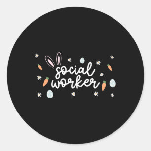 Pegatina Redonda Huevos de conejito de trabajo social en la escuela