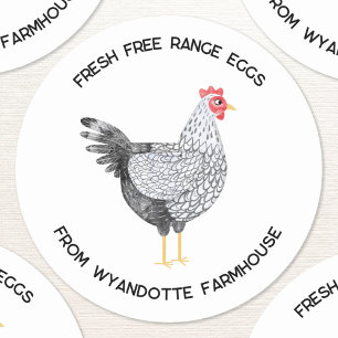 Pegatina Redonda Huevos de corral de pollo de Wyandotte