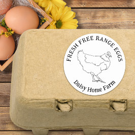 Pegatina Redonda Huevos De Gallina Personalizados Dibujados A Mano 