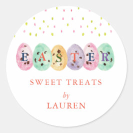 Pegatina Redonda Huevos de Pascua adorables acuarela dulces de Pasc