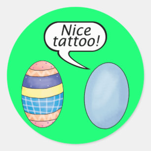 Pegatina Redonda Huevos de Pascua agradables del tatuaje