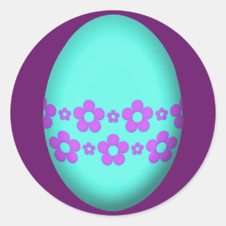 Pegatina Redonda Huevos De Pascua Con Flores