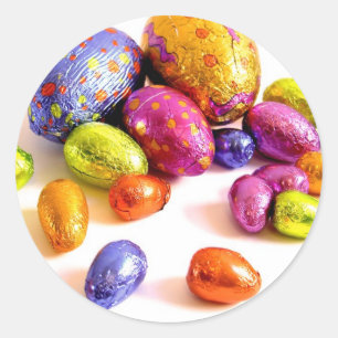 Pegatina Redonda Huevos de Pascua de Chocolate para las vacaciones