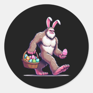 Pegatina Redonda Huevos de Pascua de Pascua Masculino Sasquatch Con