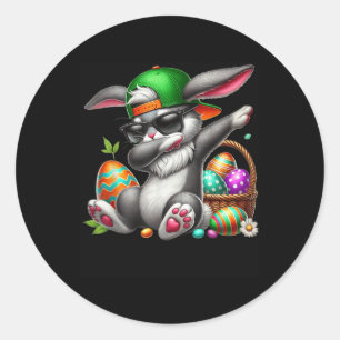Pegatina Redonda Huevos de Pascua de Rabbit Dabbing Chicas niños Bu
