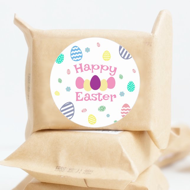 Pegatina Redonda Huevos de Pascua Felices (Subido por el creador)