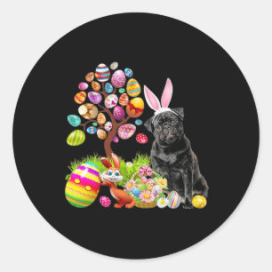 Pegatina Redonda Huevos de pascua NEGRO Dogs Día de Pascua para con