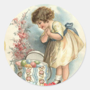 Pegatina Redonda huevos de pascua victorianos