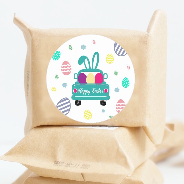 Pegatina Redonda Huevos de Pascua y orejas de conejo (Subido por el creador)