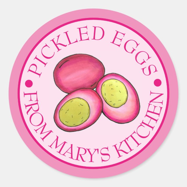 Pegatina Redonda Huevos de remolacha roja machacados y duros (Anverso)